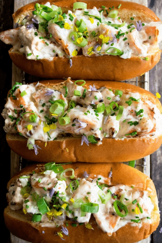 three garlic shrimp rolls