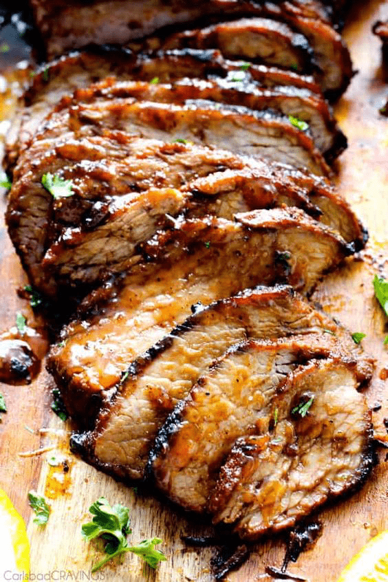 sliced glazed steak