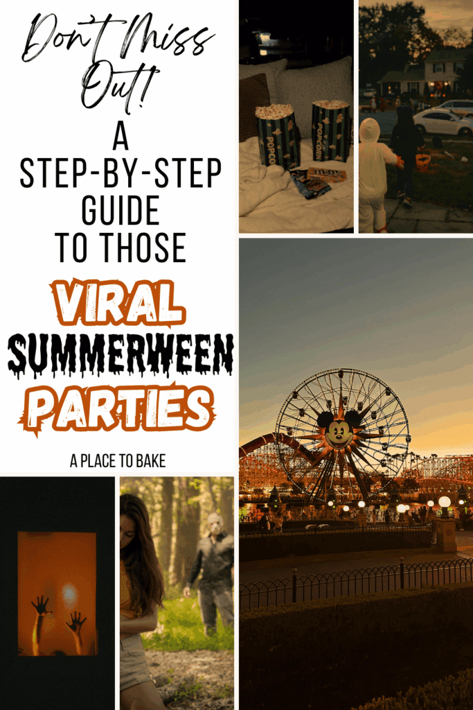 "Don't Miss out: A step-by-step guide to those viral summerween parties" along with various images of summer events like movie marathons and carnivals