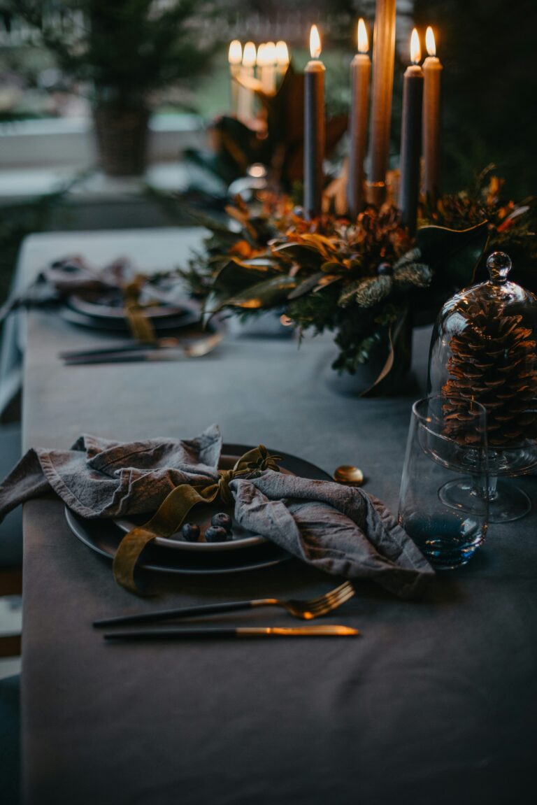 warm grey fall tablescape